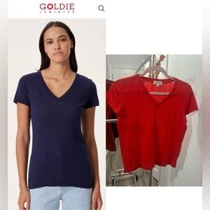 NEW Goldie tee $80 Women's V-Neck Top - Red Size XS